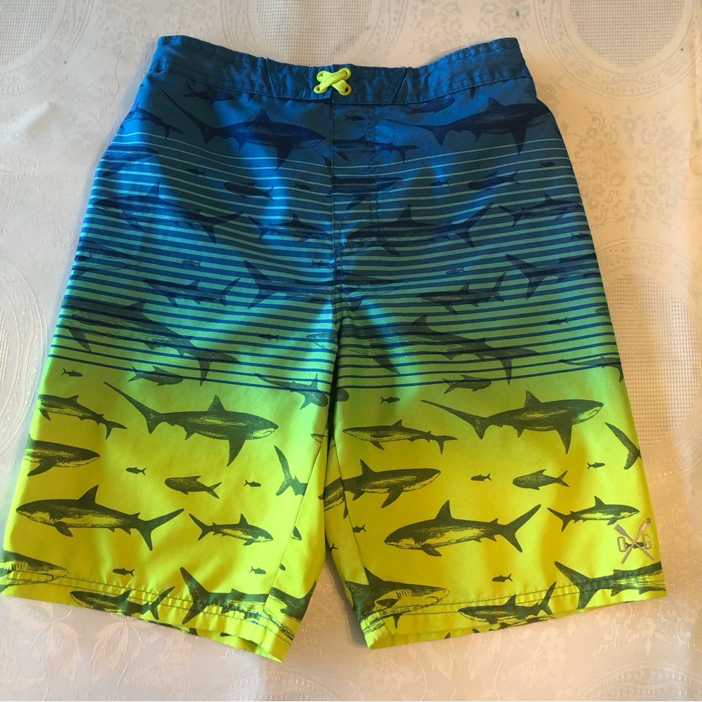 Ocean Gear Boys Size XL(14-16) Blue Fish Design Swimming Trunks Baiting Shorts